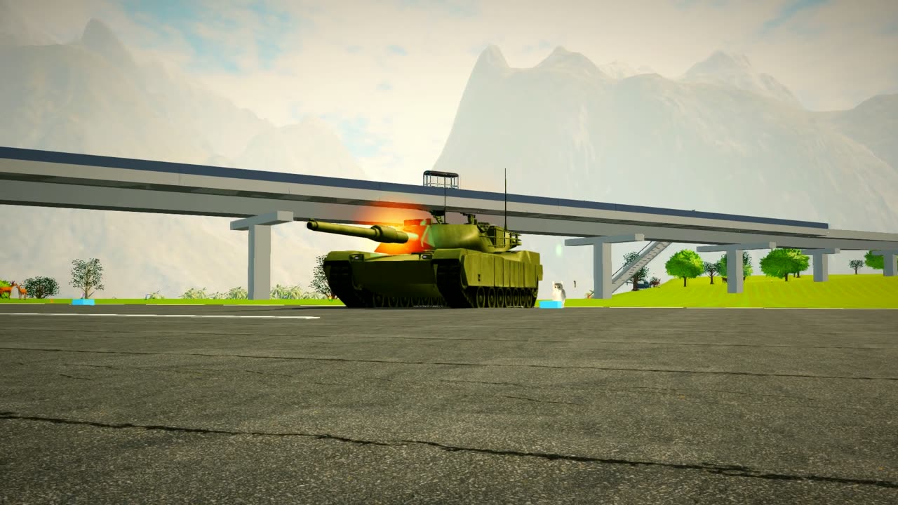 A tank firing under the elevated railway